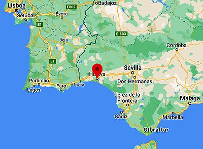 Huelva, position dans la carte
