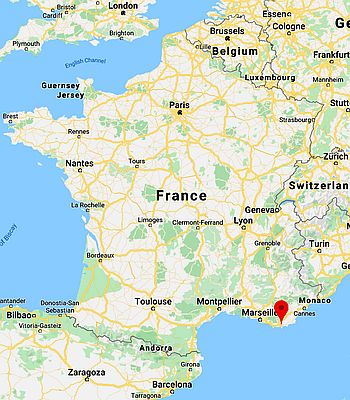 Hyeres, position dans la carte