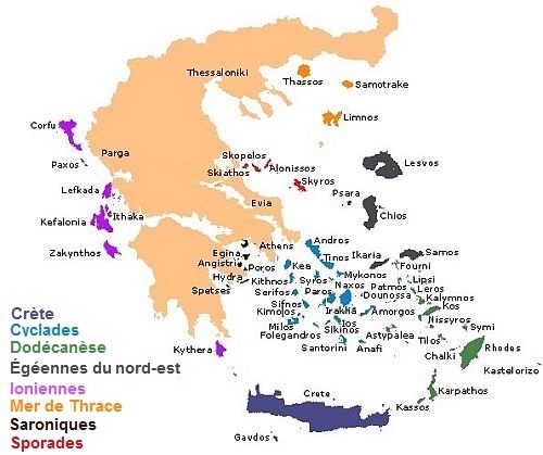 carte des îles grecques