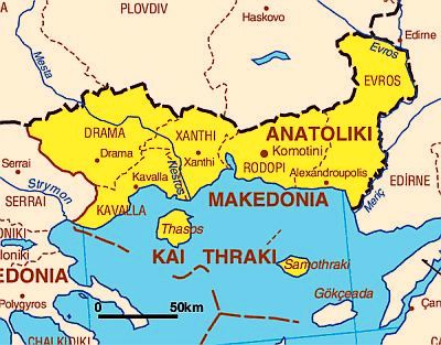îles dans la mer de Thrace, carte