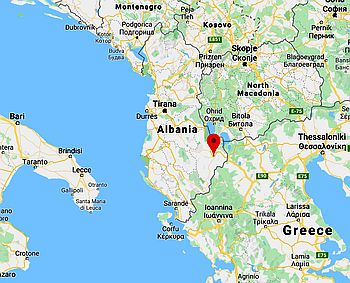 Korça, position dans la carte