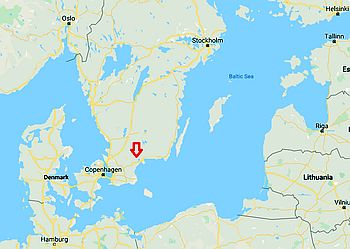Kristianstad, position dans la carte