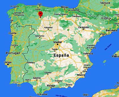 Leon Espagne, position dans la carte