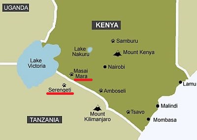 Mara et Serengeti, où ils se trouvent