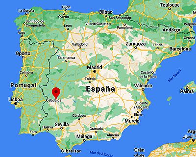 Merida-Espagne, position dans la carte