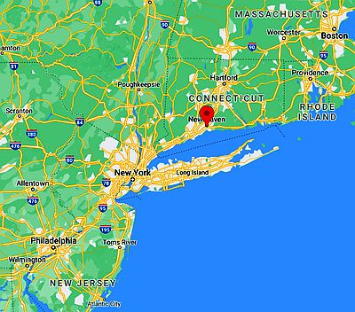 New Haven, position dans la carte