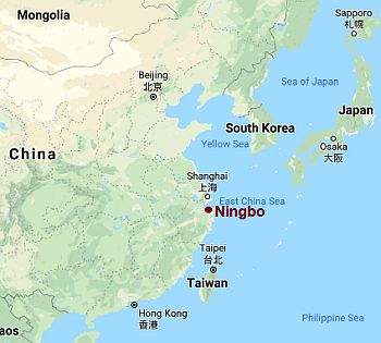 Ningbo, position dans la carte