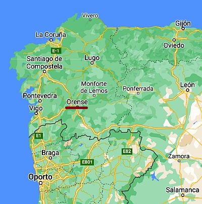 Ourense, position dans la carte