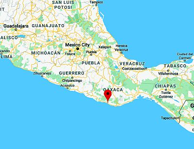 Puerto Escondido, position dans la carte