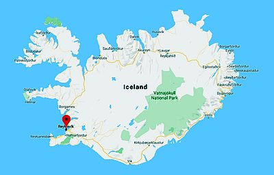 Reykjavik, position dans la carte