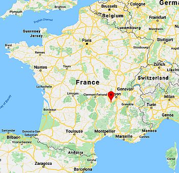 Saint-Etienne, position dans la carte