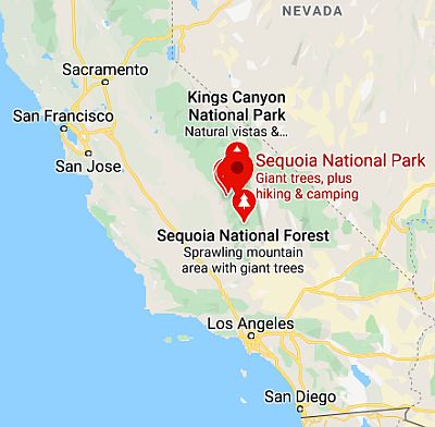 Parc national de Sequoia, carte