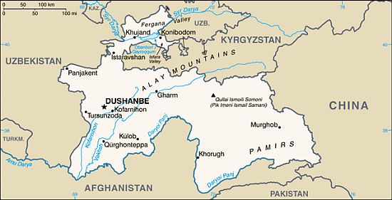 Carte - Tadjikistan