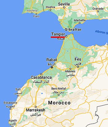 Tanger, position dans la carte