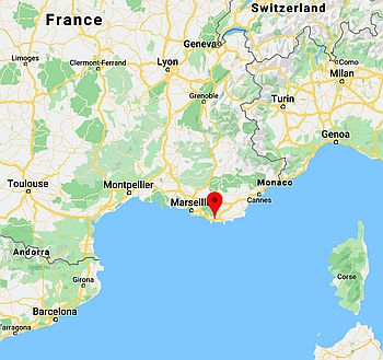 Toulon, position dans la carte