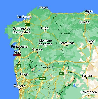 Vigo, position dans la carte
