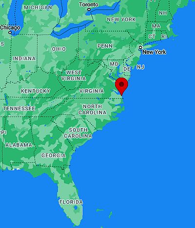 Virginia Beach, position dans la carte