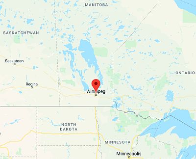 Winnipeg, position dans la carte