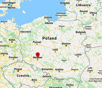 Wroclaw, position dans la carte