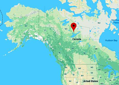 Yellowknife, position dans la carte