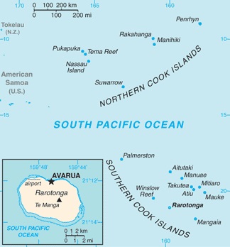 Avarua, position sur la carte