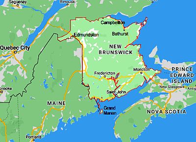 Nouveau-Brunswick, carte