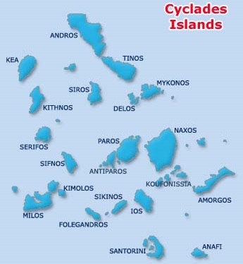 Îles des Cyclades, carte