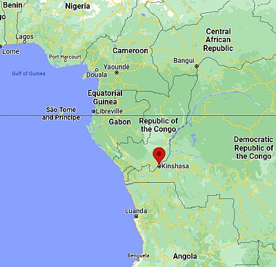 Brazzaville, position dans la carte