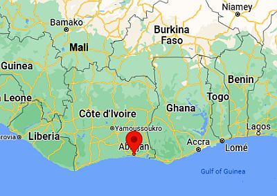 Abidjan, position dans la carte
