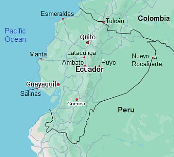 Carte avec les villes - Equateur
