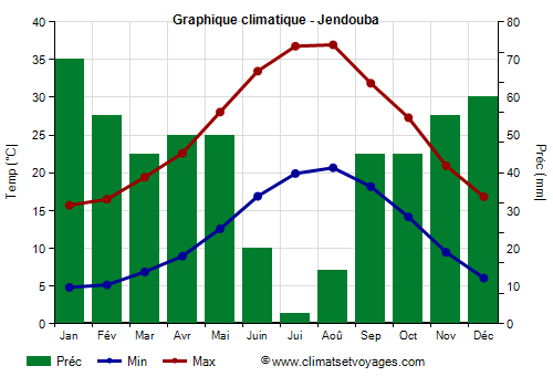 Graphique climatique - Jendouba