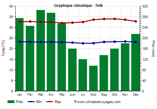 Graphique climatique - Tefé (Amazonas)