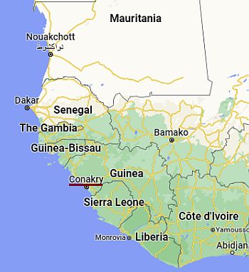 Conakry, position dans la carte