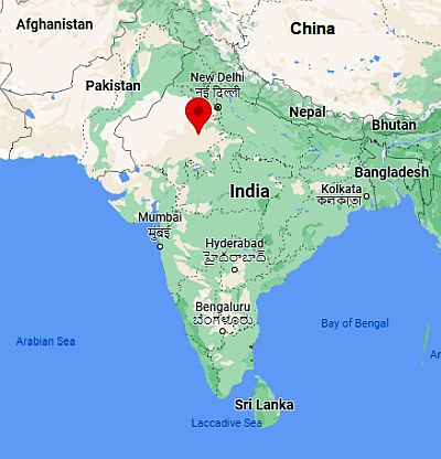 Jaipur, position dans la carte