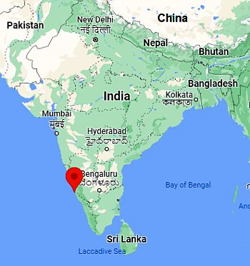 Mangalore, position dans la carte