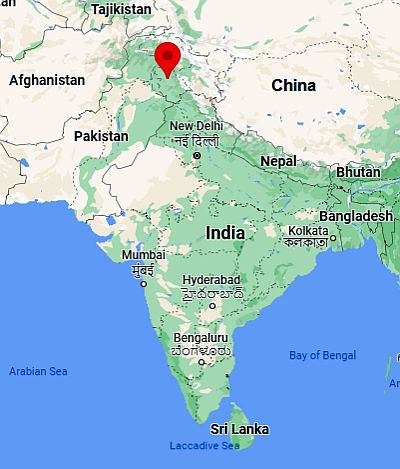 Srinagar, position dans la carte