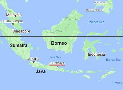 Surabaya, position dans la carte