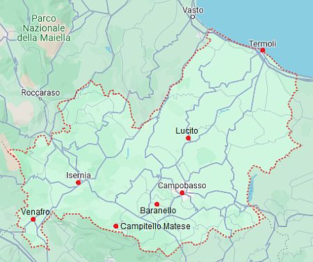 Carte avec les villes - Molise