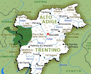 Trentin-Haut-Adige, carte
