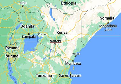 Nairobi, position dans la carte