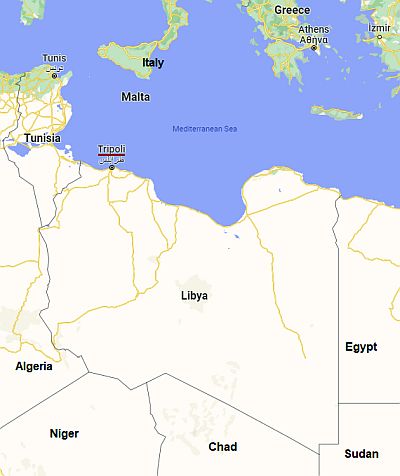 Tripoli, position dans la carte