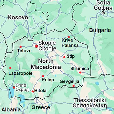Carte avec les villes - Macedoine