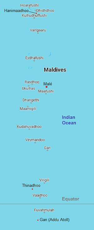 Carte avec les villes - Maldives