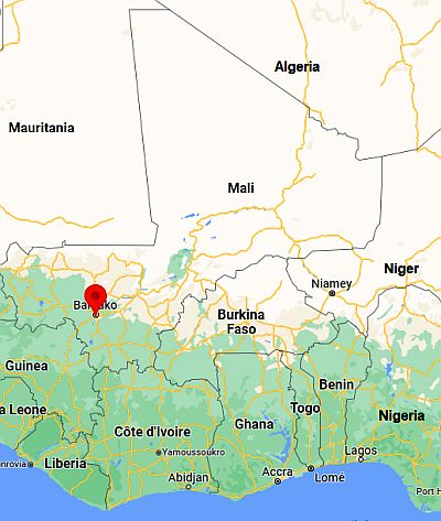 Bamako, position dans la carte