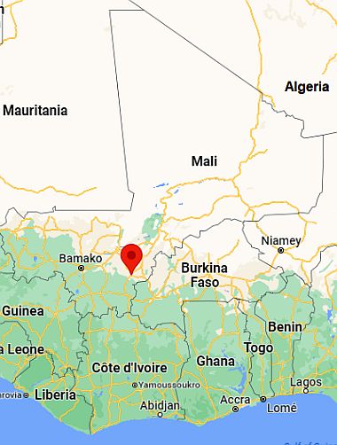 Koutiala, position dans la carte