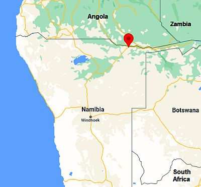 Rundu, position dans la carte