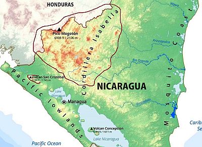 Zones montagneuses au Nicaragua