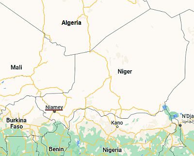 Niamey, position dans la carte