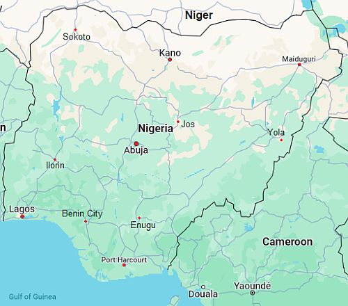 Carte avec les villes - Nigeria