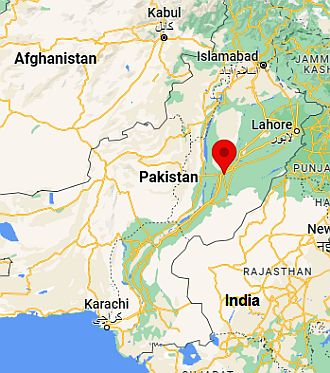 Multan, position dans la carte
